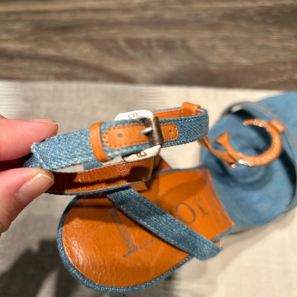 *Rare Vintage* Christian Dior Women's Denim Wedges - Picture 10 of 12